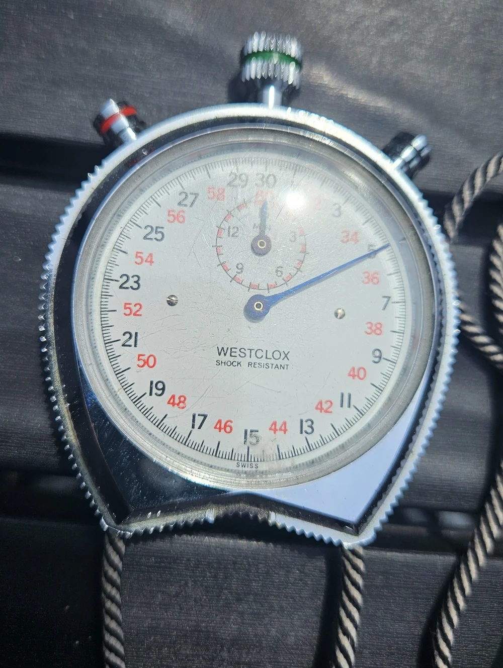Vintage Swiss WESTCLOX Triple‎ Color+Button Manual Wind Stop Watch 1960